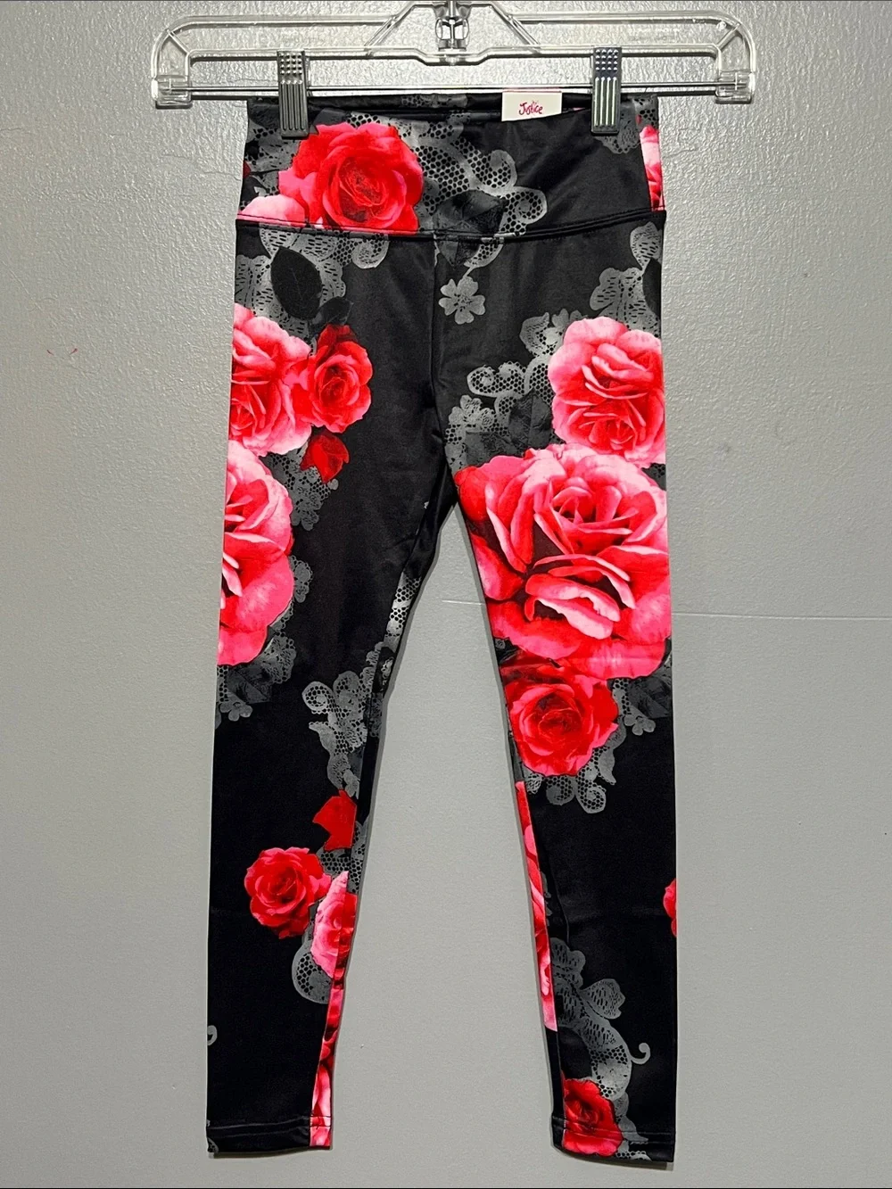 Justice Black Rose Printed Full Length Leggings Girl’s 6/7